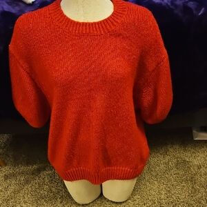 Elegant Red Women's Crew Neck Sweater